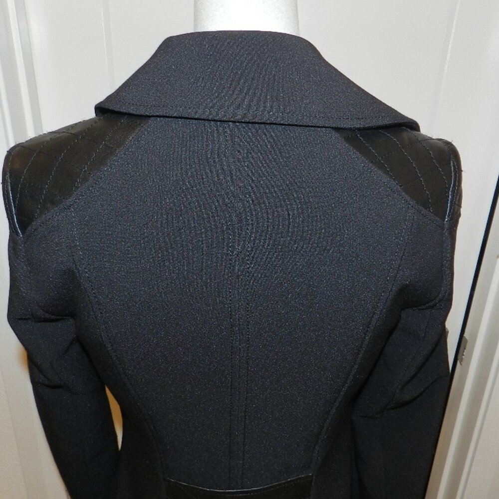 White House Black Market Leather Trim Black Moto Jacket Size XXS - Picture 9 of 15